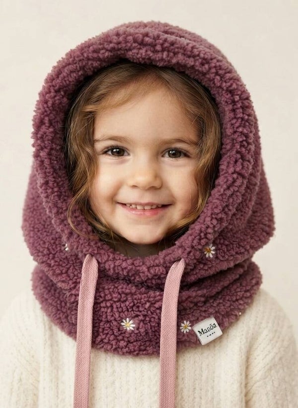 Col à capuche enfant - Teddy fleurs