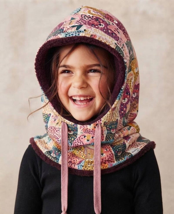 Col à capuche enfant - Léo aubergine