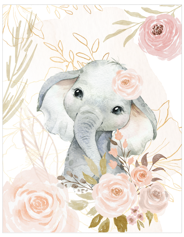 Panneau Coton - Elephant Rose