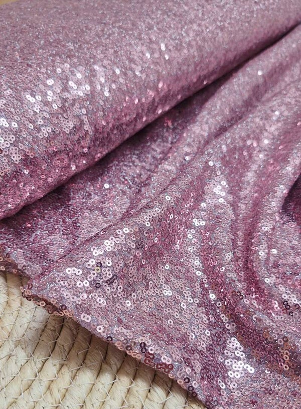 Tissu Sequins Rose Pâle