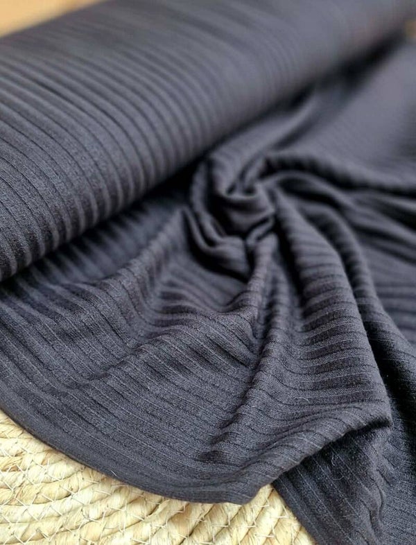 Jersey Cotelé Noir