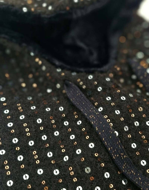Col à capuche Sequins Noir