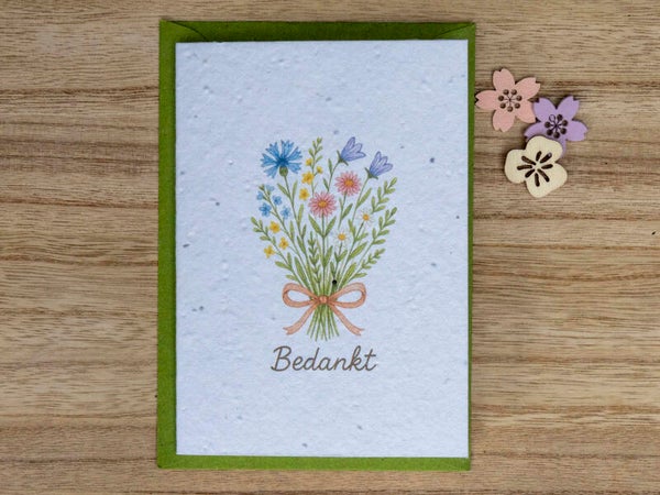 Wenskaart van bloeipapier - Bedankt!