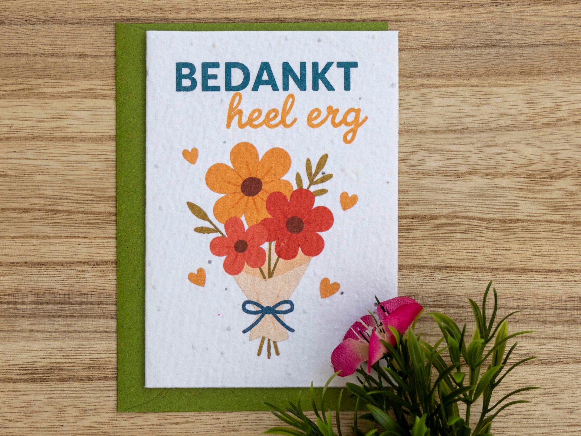 Wenskaart van bloeipapier - Bedankt!