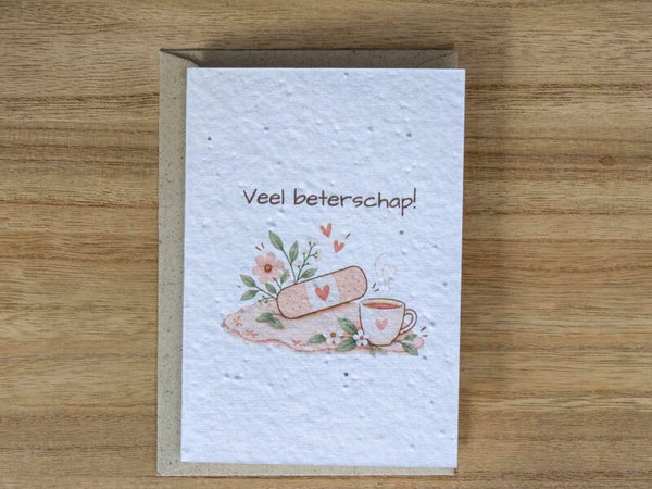 Wenskaart van bloeipapier - Een bloemetje vol beterschap