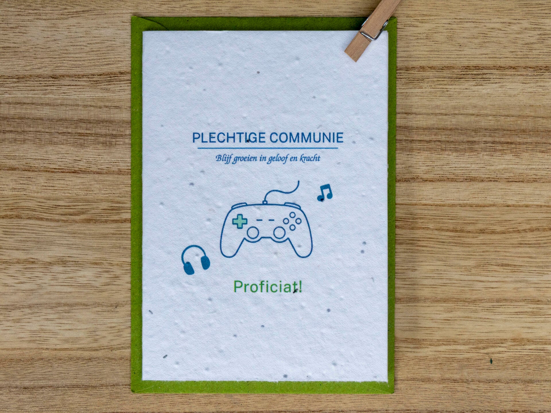 Wenskaart van bloeipapier - Plechtige communie (gaming) 🎮