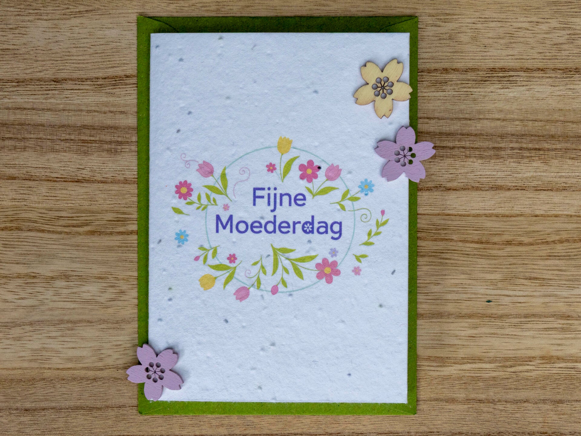 Wenskaart van bloeipapier - Fijne Moederdag 💐