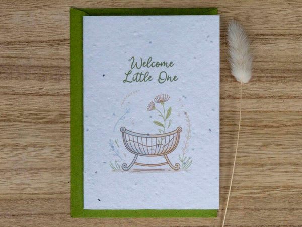 Wenskaart van bloeipapier - Welcome little one (neutraal) 👶