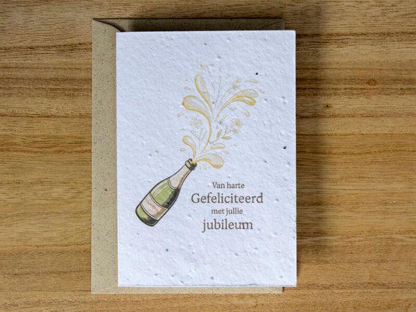 Wenskaart van bloeipapier – Gefeliciteerd met jullie jubileum