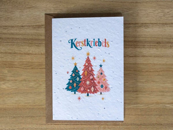 Wenskaart van bloeipapier - Kerstkriebels