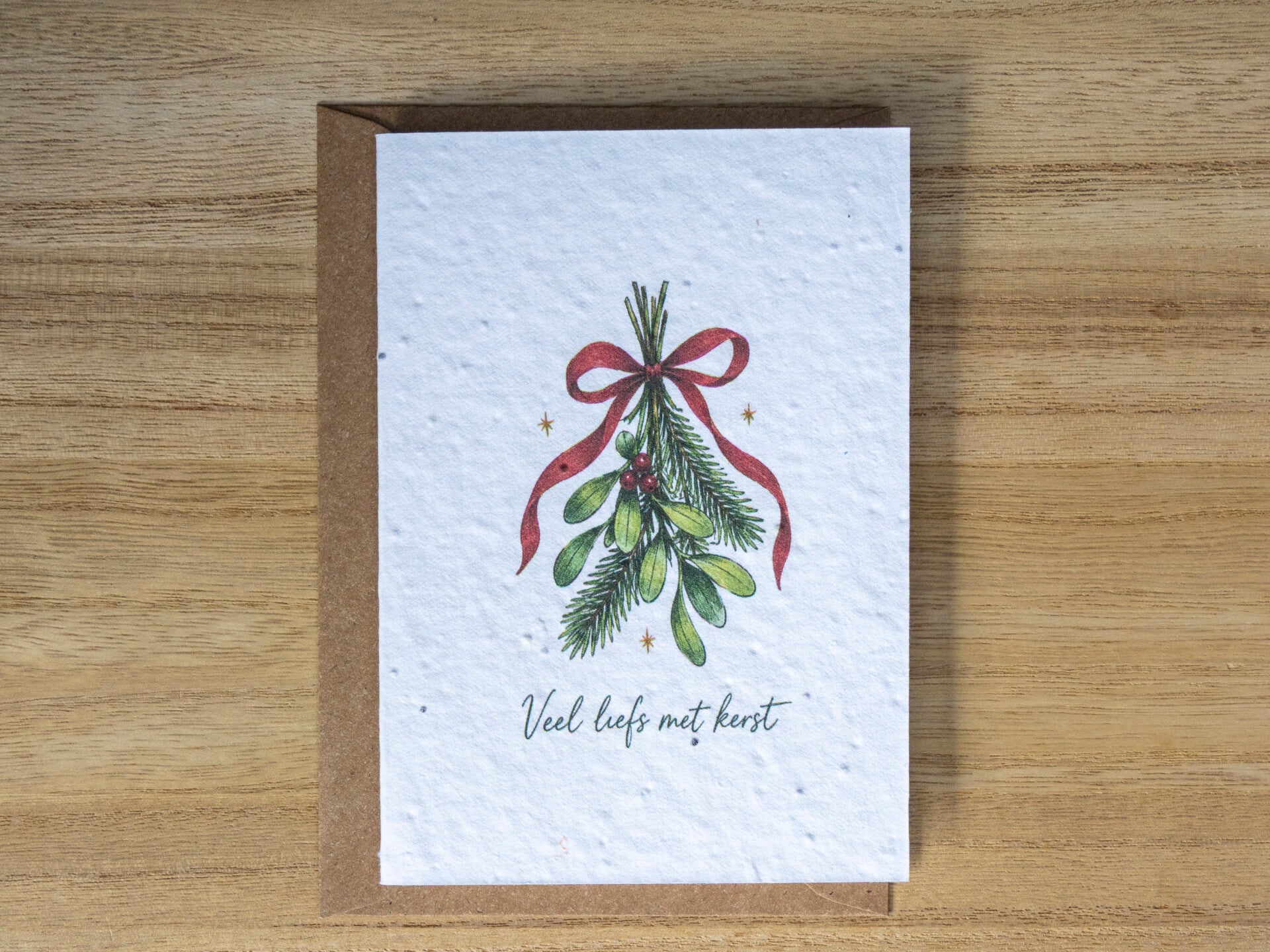 Wenskaart van bloeipapier - Veel liefs met kerst