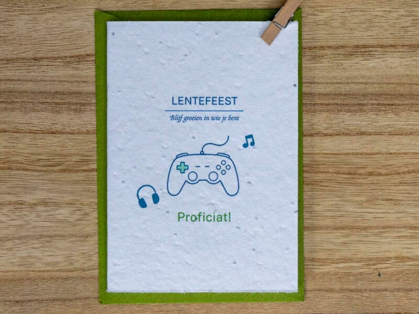 Wenskaart van bloeipapier - Lentefeest (gaming) 🎮