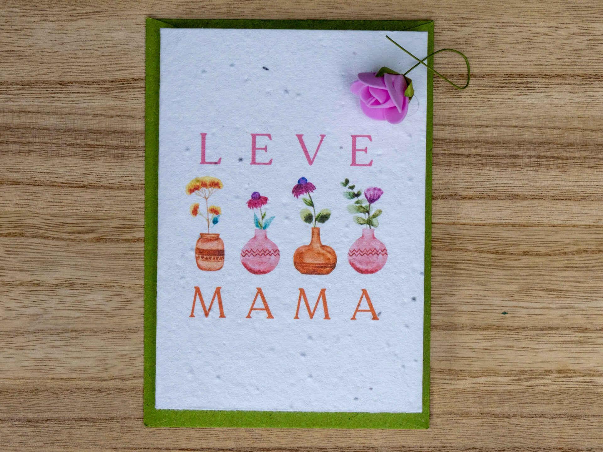 Wenskaart van bloeipapier - Leve mama 💕