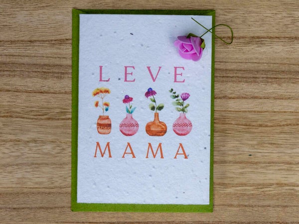 Wenskaart van bloeipapier - Leve mama 💕