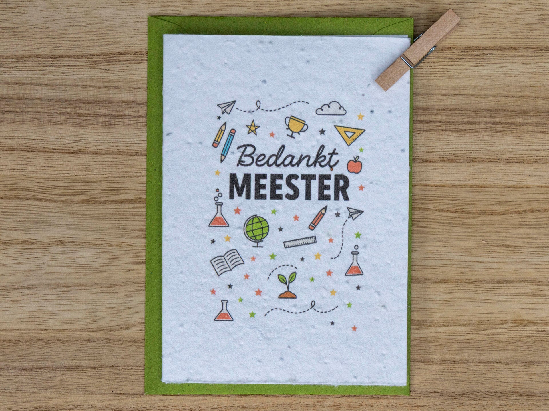 Wenskaart van bloeipapier - Bedankt meester 🍏