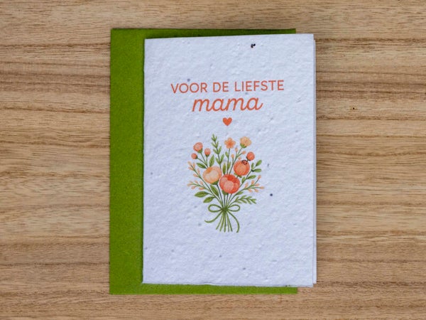 Wenskaart van bloeipapier – Voor de liefste mama