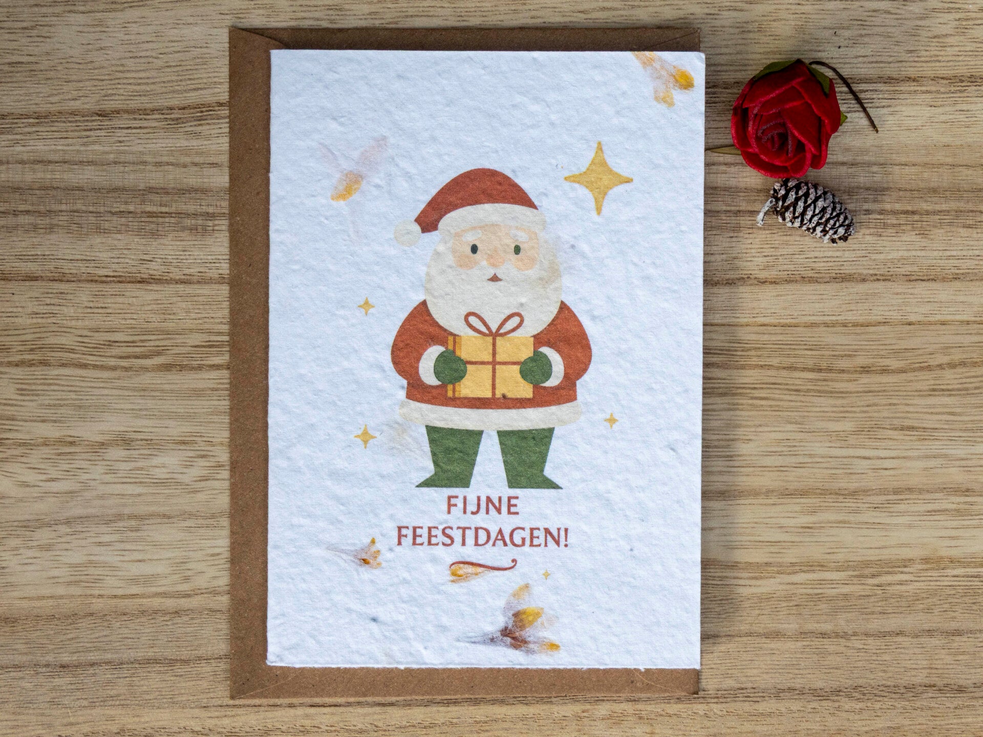 Kerstkaart op bloeipapier - Nostalgische kerstman