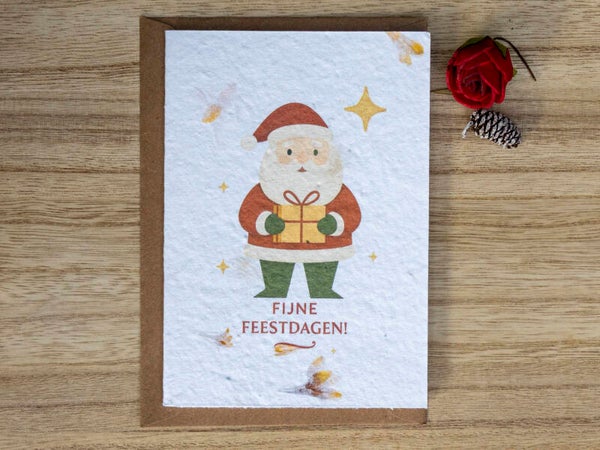 Kerstkaart op bloeipapier - Nostalgische kerstman