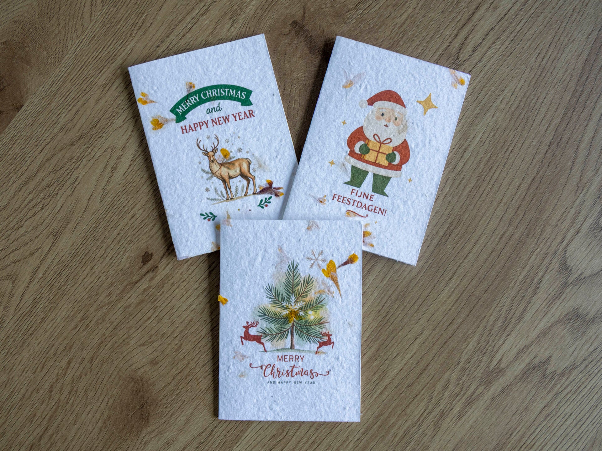 Set van Kerstkaarten – Nostalgische bloeikaarten