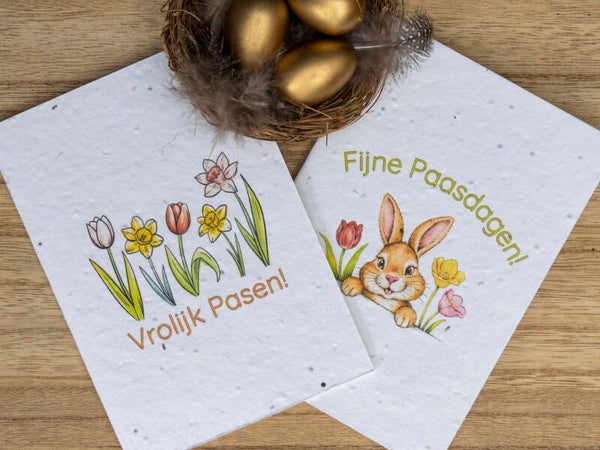 Wenskaarten van bloeipapier - Paas set (2 kaarten) 🐣