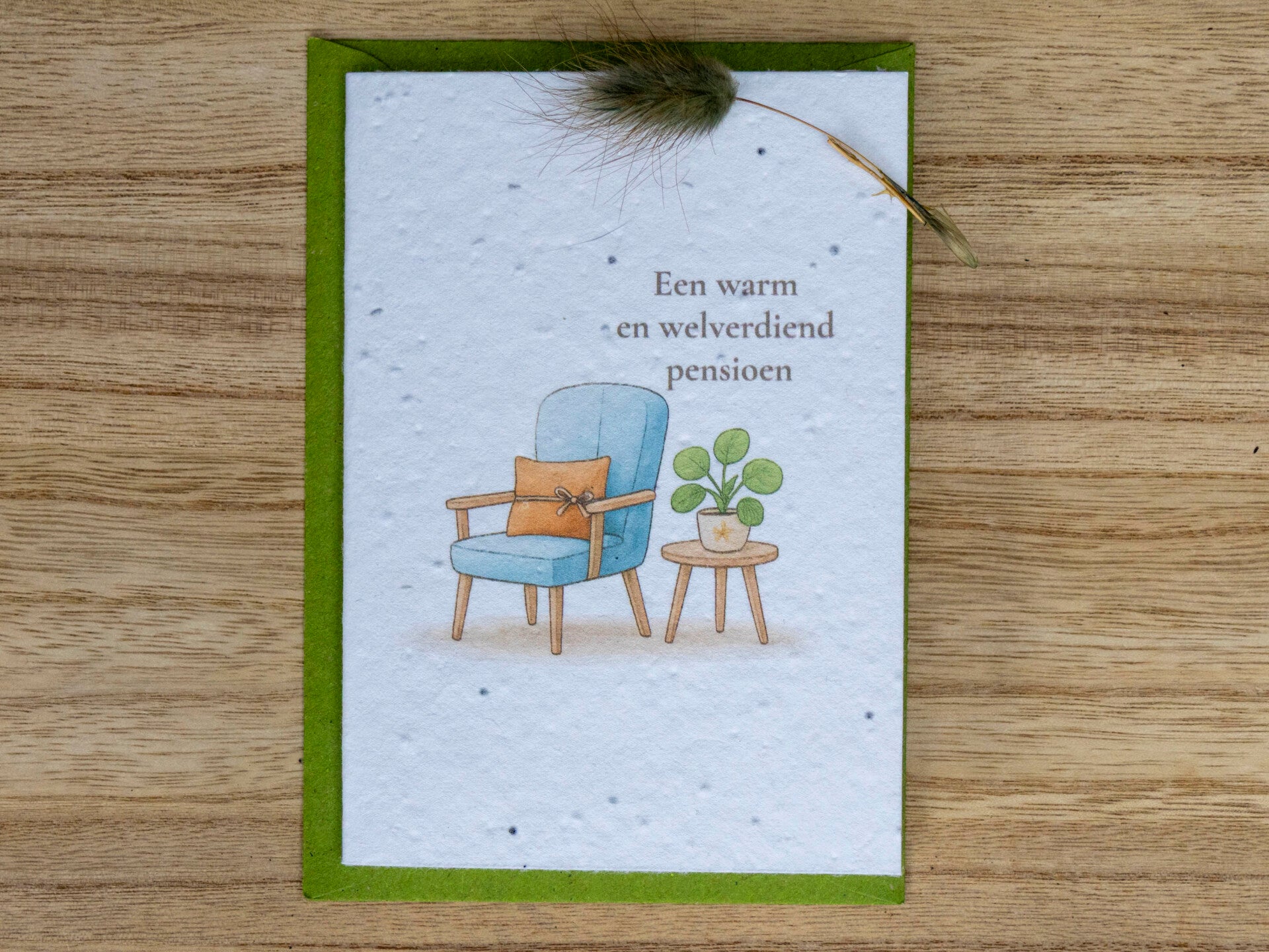 Wenskaart van bloeipapier - Pensioen 🎉