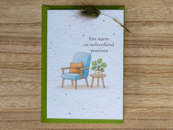Wenskaart van bloeipapier - Pensioen 🎉