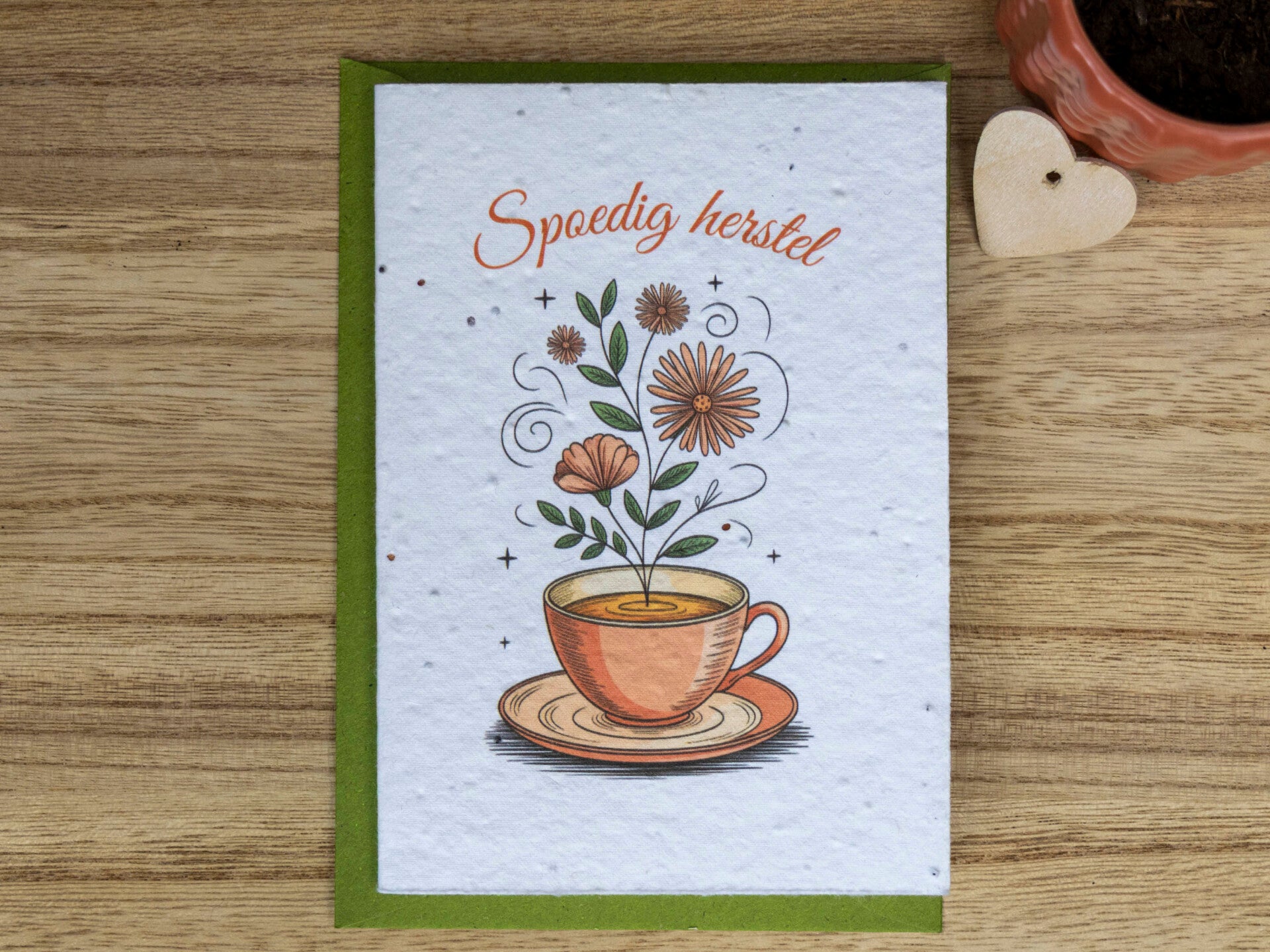 Wenskaart van bloeipapier - Spoedig herstel
