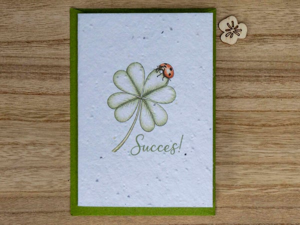Wenskaart van bloeipapier - Succes 🍀