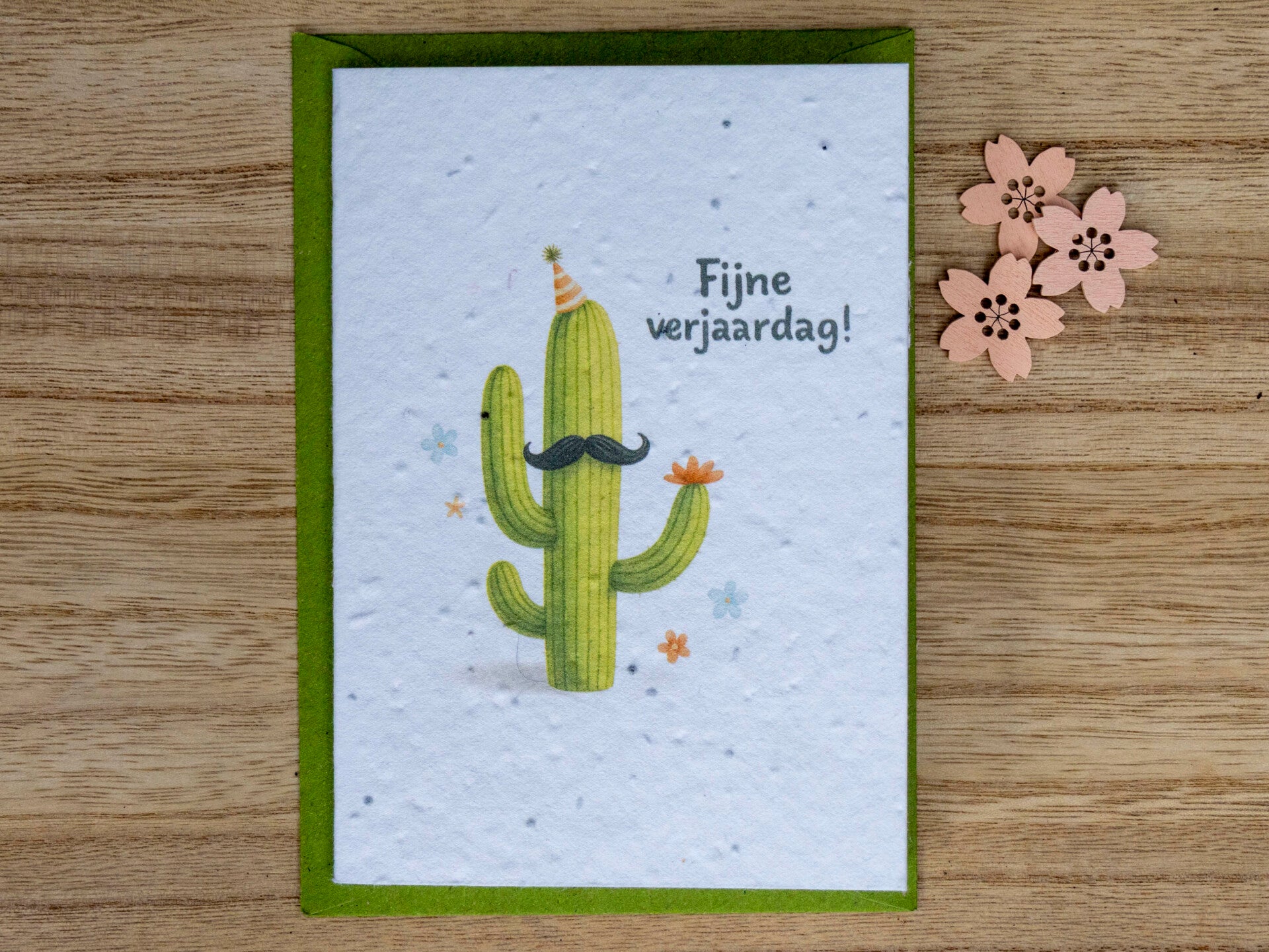 Wenskaart van bloeipapier - Verjaardag (cactus) 🌵