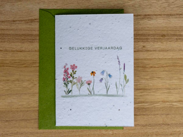 Wenskaart van bloeipapier - Een verjaardag in bloei