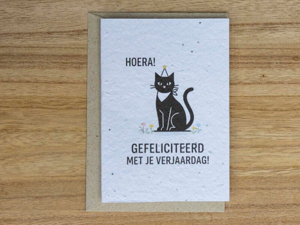 Wenskaart van bloeipapier – Hoera, gefeliciteerd met je verjaardag!