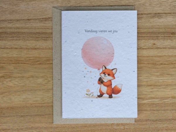 Wenskaart van bloeipapier – Vandaag vieren we jou!
