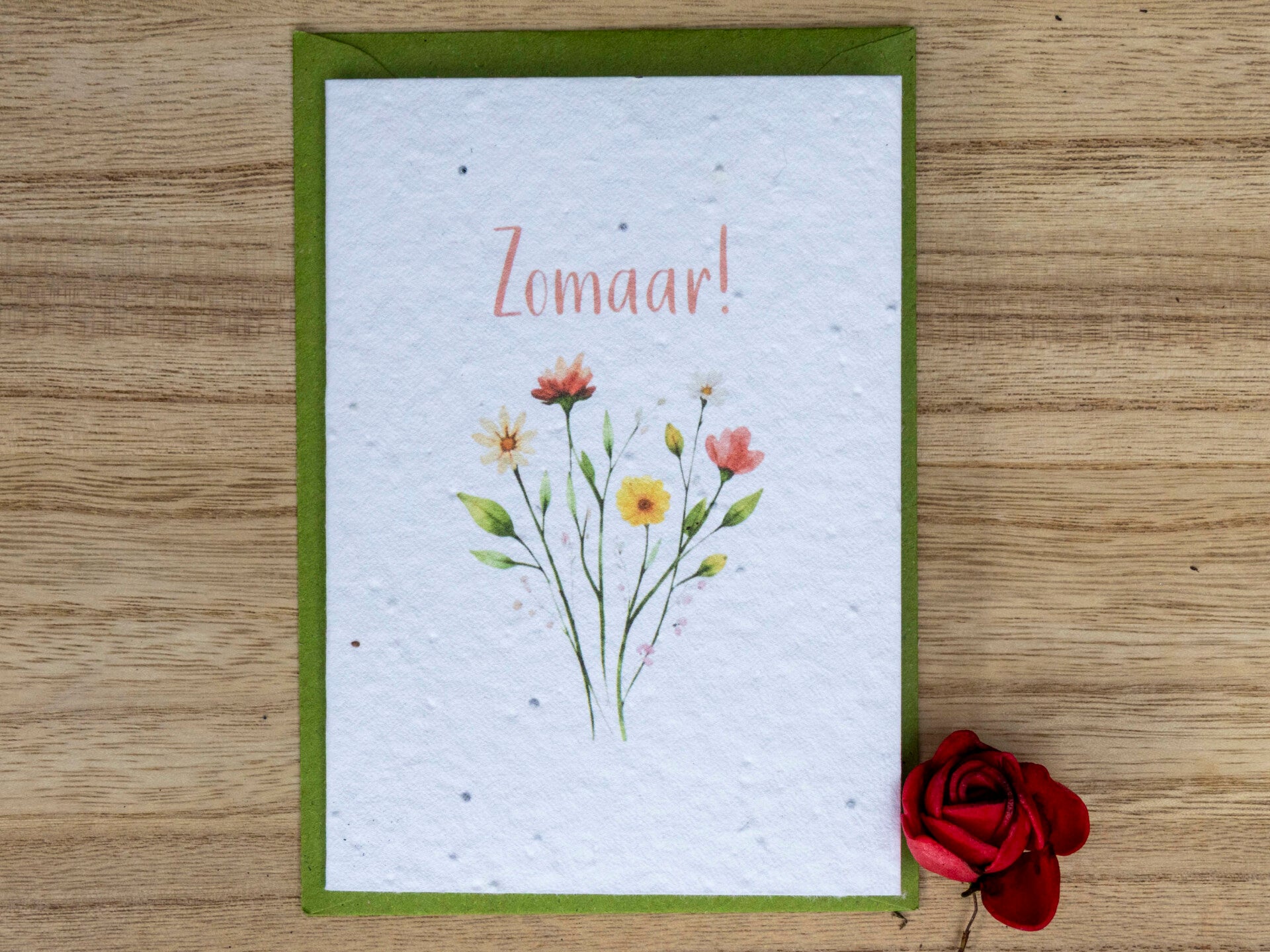 Wenskaart van bloeipapier - Zomaar 🌷