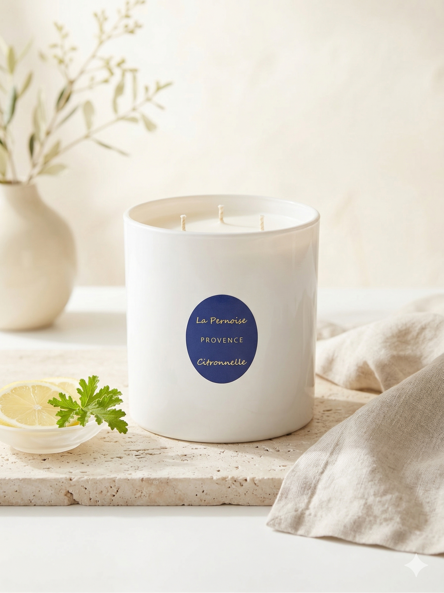 Bougie parfumée Citronnelle 750 ml – Blanc (colisage 6)