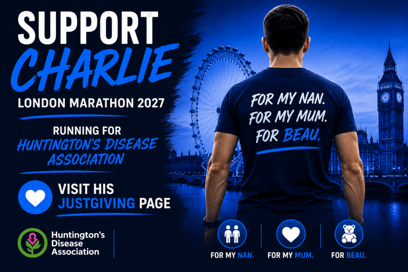 Charlie Lewis London Marathon 2027 fundraising poster