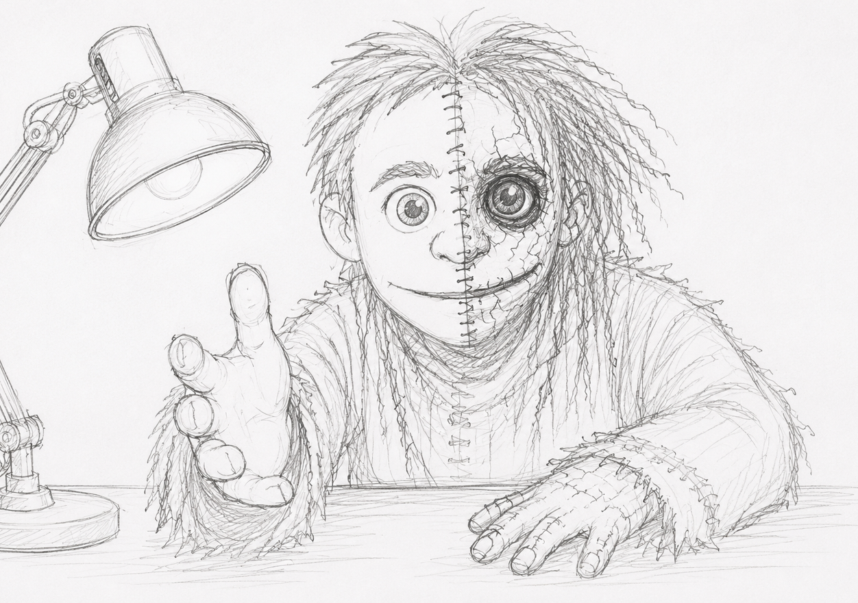 The first light pencil sketch of the I Am HD character