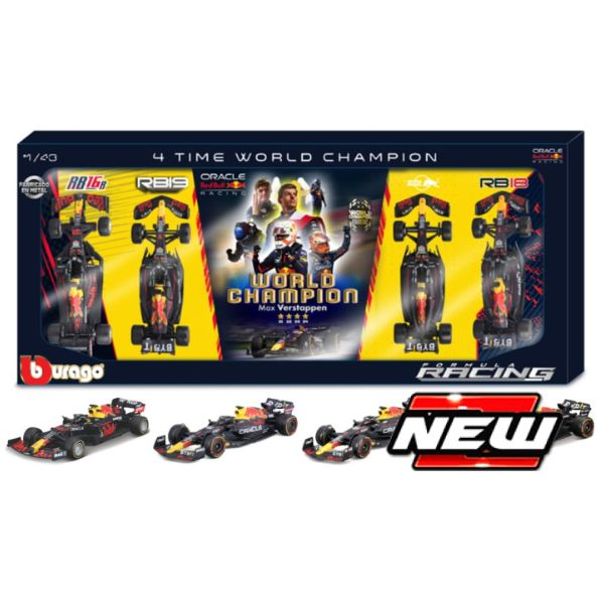 Red Bull Racing F1 - 4 x World Champion Set Max Verstappen 4 1:43 scale model car set