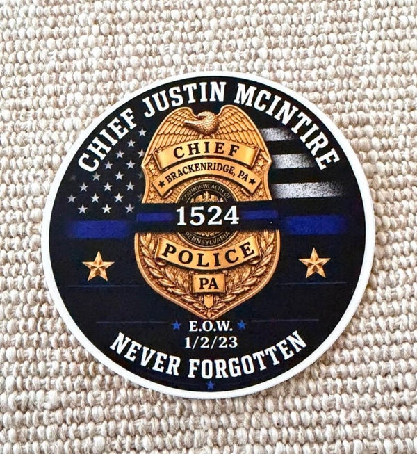 NEW CHIEF JUSTIN MCINTIRE CAR DECALS