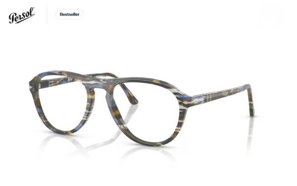 PERSOL - Occhiale da vista unisex - 0PO3371V - Lynn - 1222 - Grigio frost/blu nautical