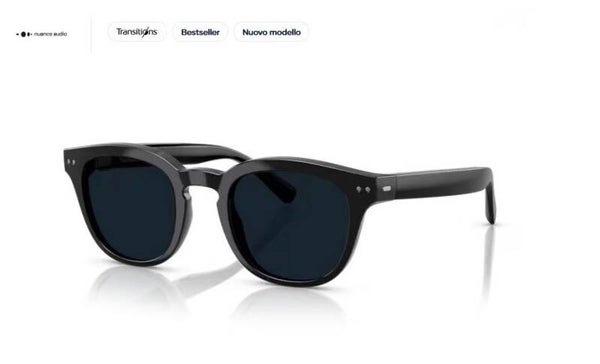 NUANCE AUDIO - Occhiale da vista sole unisex con supporto uditivo - 0AW5002 - 04 - Nero Lucido