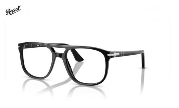 PERSOL - Occhiale da vista unisex - 0PO3329V GRETA - 95 - Nero lucido