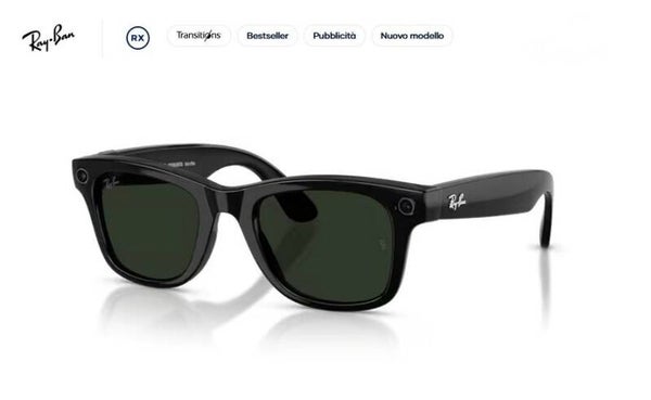 RAY-BAN META Wayfarer GEN2 0RW4012 601/1M - Nero lucido Transitions Gen S Verde Grafite Occhiali Smart AI Unisex 50 M