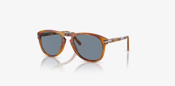 PERSOL - STEVE McQUEEN 0PO0714SM - Occhiale da sole unisex - 96/56 - Light Havana - Crystal Blue - Special Edition