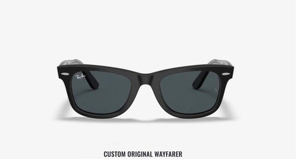 RAY-BAN Original Wayfarer Classic 0RB2140CP Custom Nero Opaco Lenti Grigio-Blu Occhiale da Sole Unisex