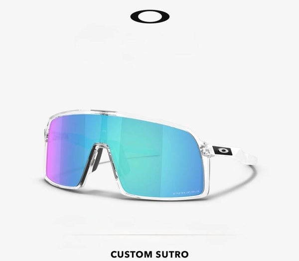 Oakley Custom Sutro OO9406CP002 37 (L) – Trasparente Crystal con Lente Prizm Sapphire Iridium – Occhiale da Sole Sportivo Unisex