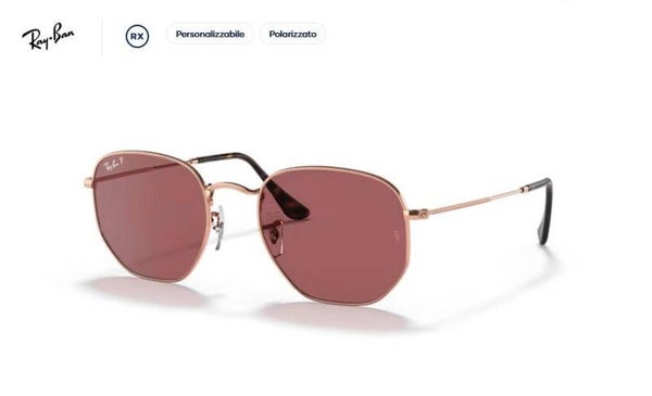 Ray-Ban Hexagonal RB3548N 9202AF Oro Rosé Polarized 51 (M) – Occhiale da Sole Donna Unisex