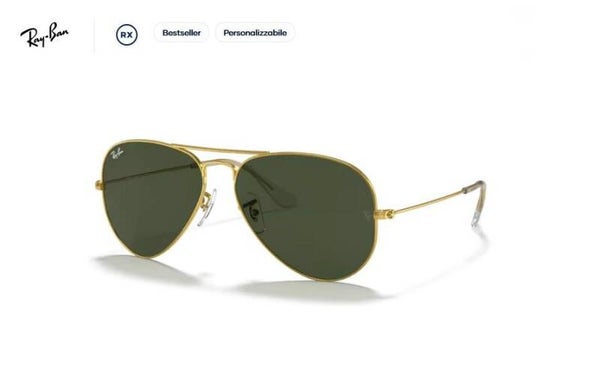 Ray-Ban Aviator Large Metal RB3025 001 Oro 62 (XXL) – Occhiale da Sole Unisex con Lenti G-15 Classic