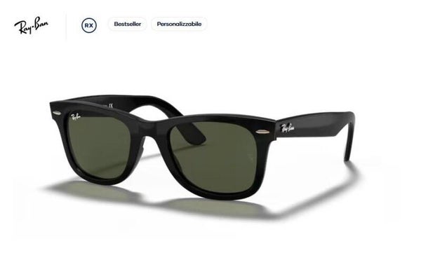 Ray-Ban Wayfarer Ease RB4340 601 Nero 50 (M) – Occhiale da Sole Unisex con Lenti Classic G-15 Verde