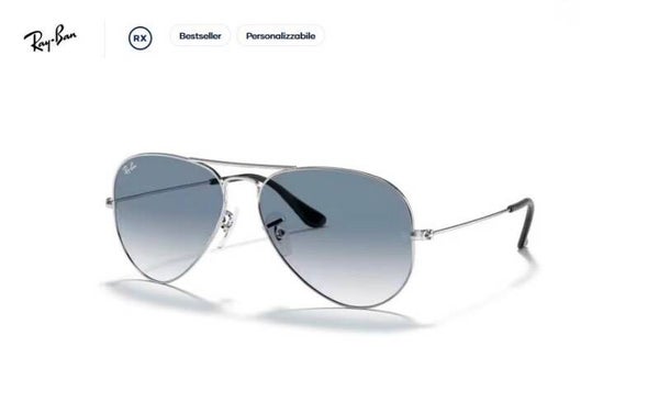 Ray-Ban Aviator Large Metal RB3025 003/3F 58 (XL) Argento – Occhiale da Sole Unisex con Lenti Grigio Blu/Azzurro Sfumate