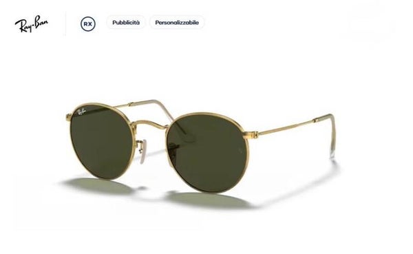 Ray-Ban Round Metal RB3447 001 Oro Arista 50 (S) – Occhiale da Sole Unisex con Lenti Classic G-15 Verde